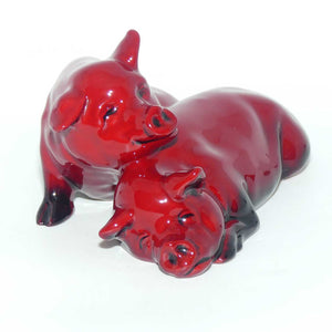 HN0213 Royal Doulton Flambe Pigs Snoozing | Ears Up | NOKE