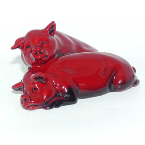 HN0213 Royal Doulton Flambe Pigs Snoozing | Ears Up | NOKE