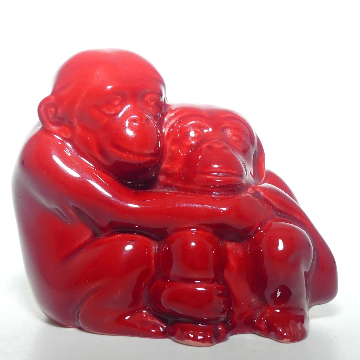 HN254 Royal Doulton Flambe figure Monkeys (Sang De Boeuf)