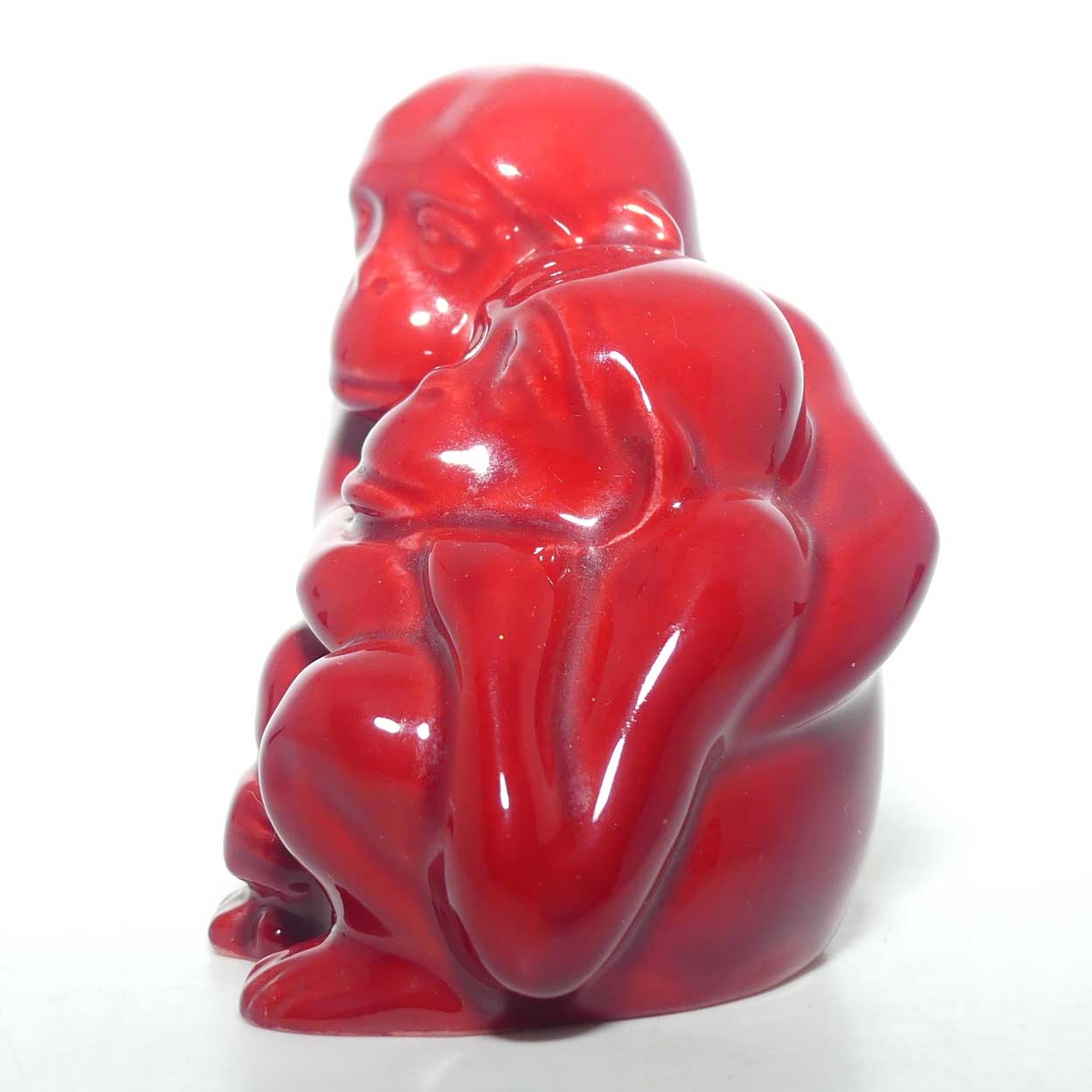 HN254 Royal Doulton Flambe figure Monkeys (Sang De Boeuf)