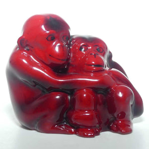 HN254 Royal Doulton Flambe figure Monkeys (Mother and Baby)