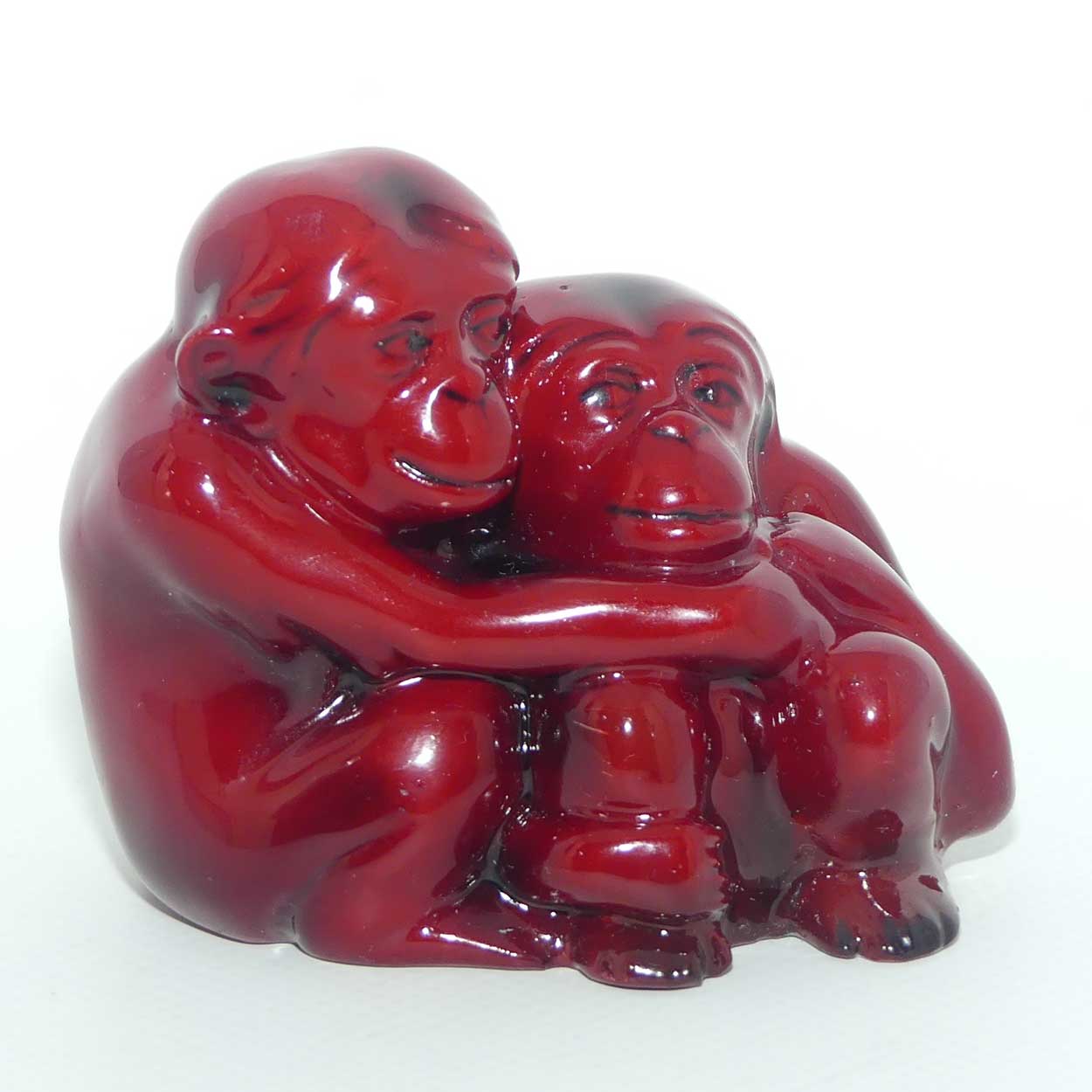 HN254 Royal Doulton Flambe figure Monkeys | Mother and Baby | early 3 line backstamp