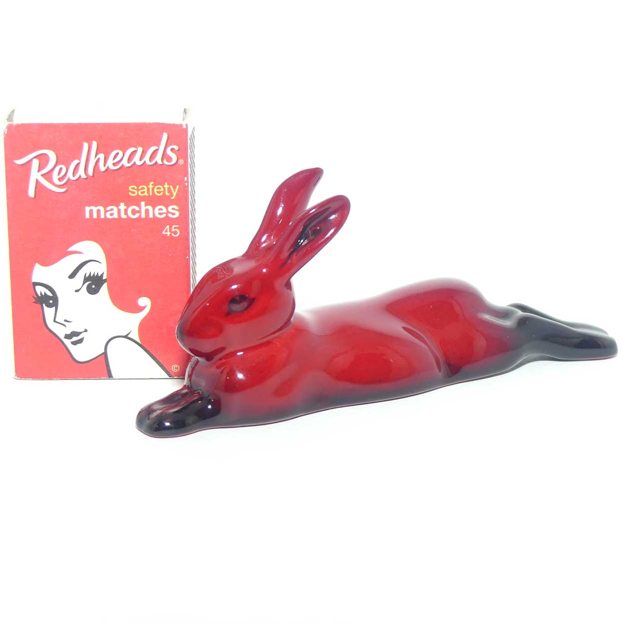 HN2594 Royal Doulton Flambe Hare Lying, Legs Behind (Small | Longer | Older)