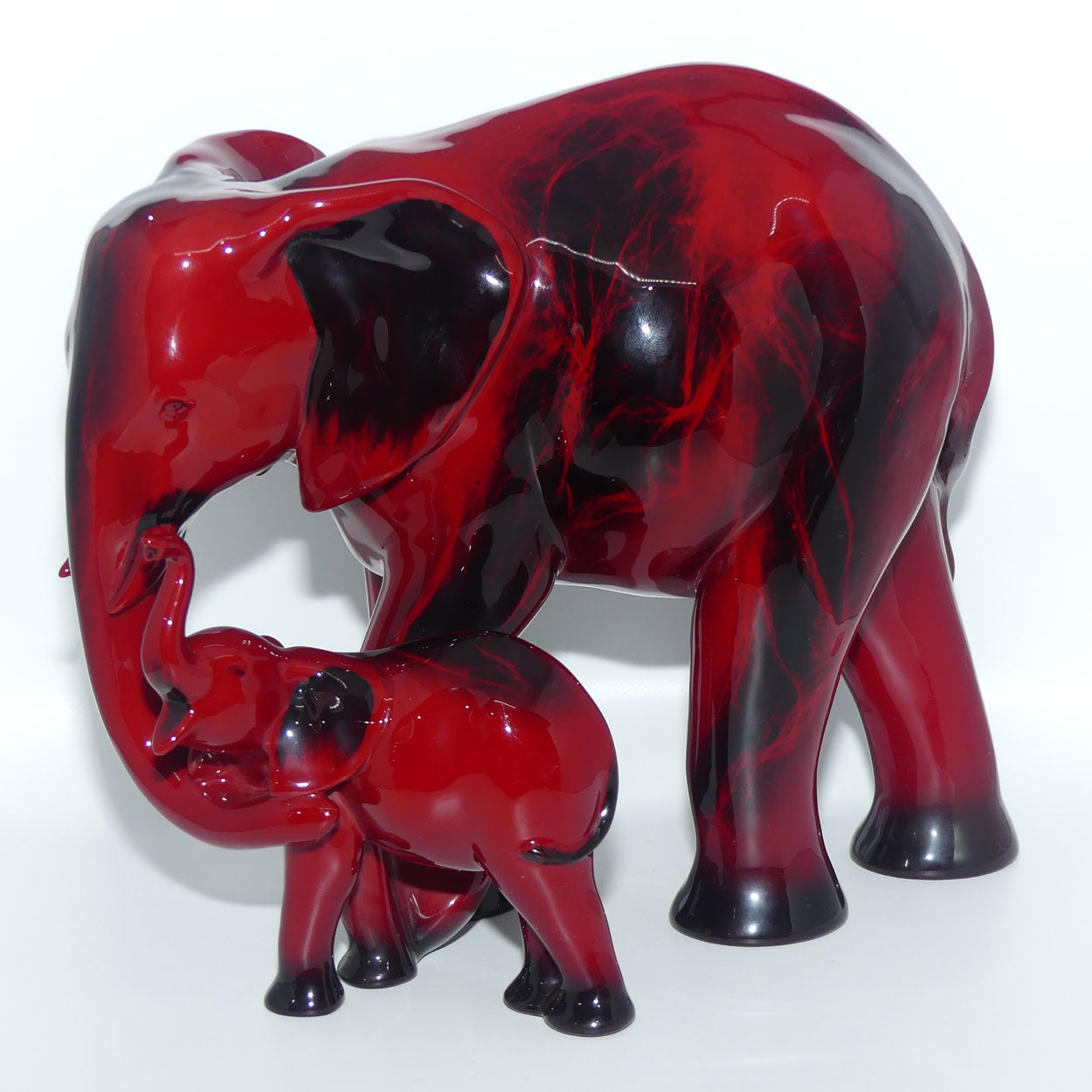 HN3464 Royal Doulton Flambe 'Motherhood' Elephants