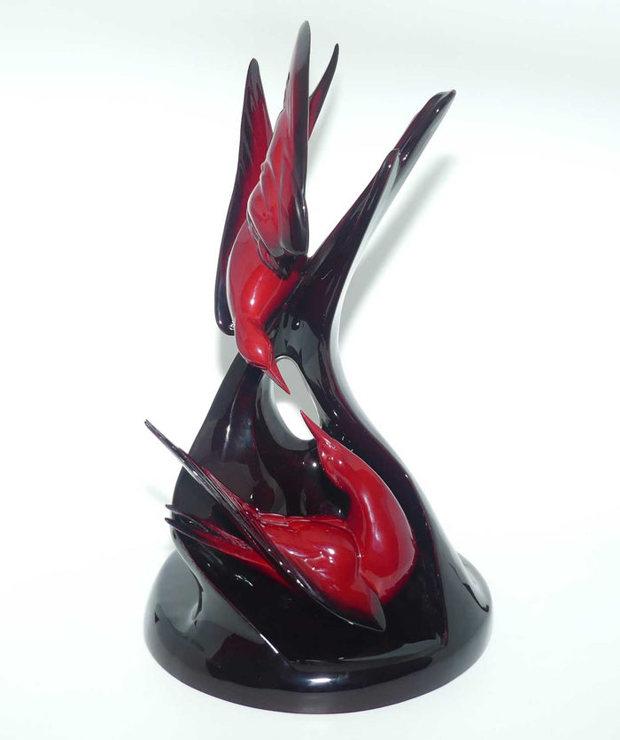 HN3525 Royal Doulton Flambe | Images of Fire | Courtship Terns | Red and Black