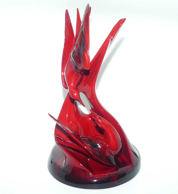 HN3525 Royal Doulton Flambe | Images of Fire | Courtship Terns | Primarily Red