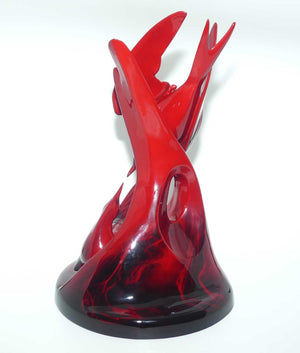 HN3525 Royal Doulton Flambe | Images of Fire | Courtship Terns | Primarily Red