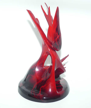 HN3525 Royal Doulton Flambe | Images of Fire | Courtship Terns | Primarily Red