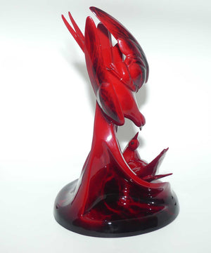 HN3525 Royal Doulton Flambe | Images of Fire | Courtship Terns | Primarily Red