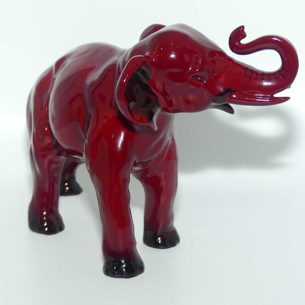 HN0891A Royal Doulton Flambe Elephant Trunk in salute | Medium | 13.3cms
