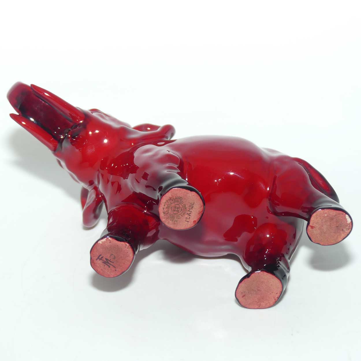 HN0891B Royal Doulton Flambe figure Elephant, Trunk in salute (Small)