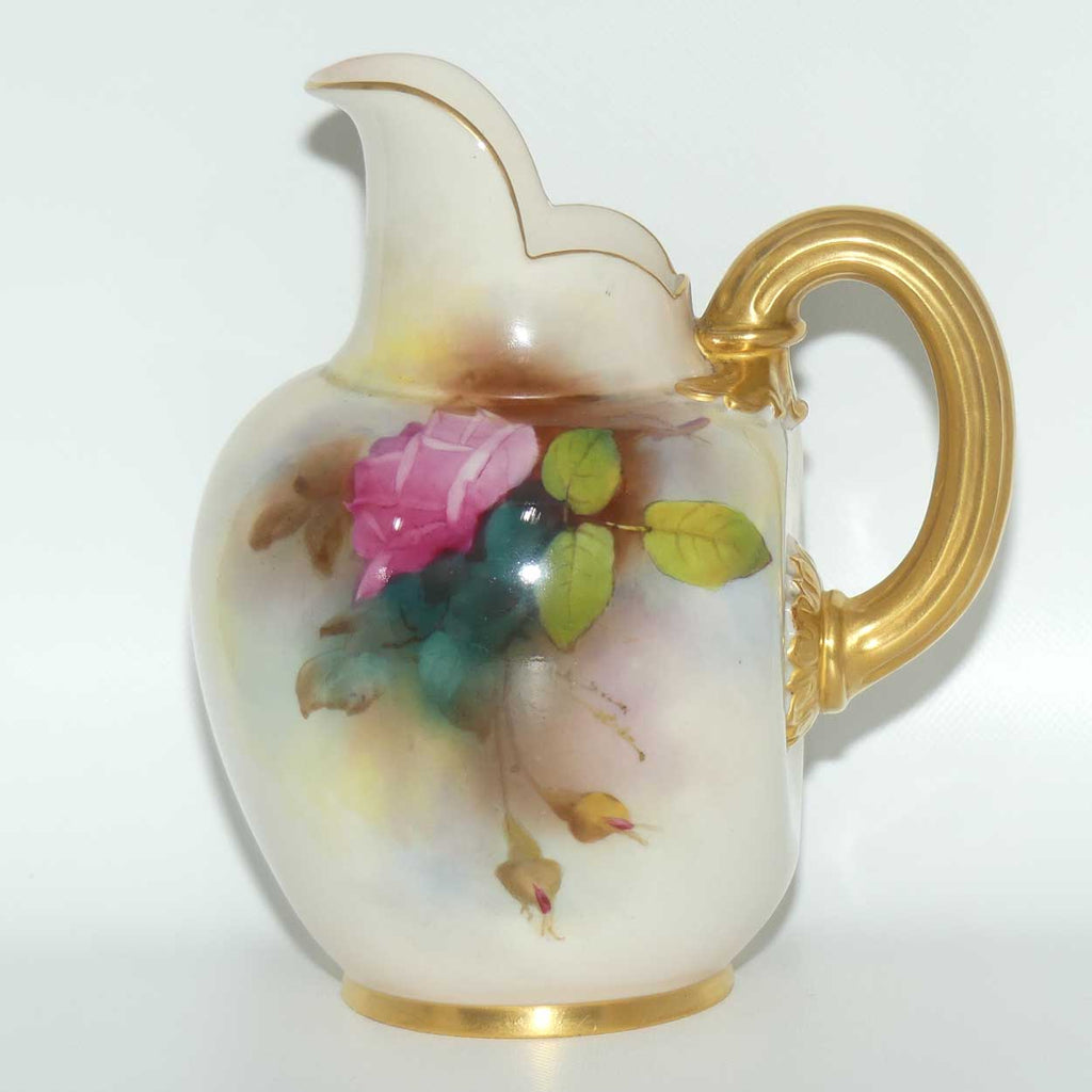 Royal Worcester hand painted Hadley Roses flatback jug