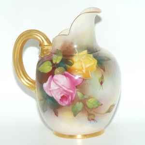 Royal Worcester hand painted Hadley Roses flatback jug