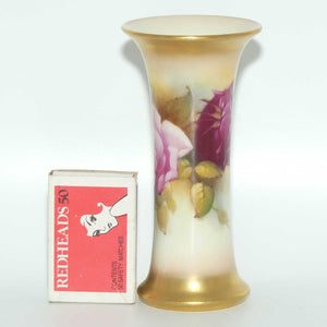 Royal Worcester hand painted roses small trumpet vase (Hunt)