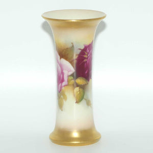 Royal Worcester hand painted roses small trumpet vase (Hunt)