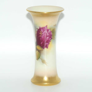 Royal Worcester hand painted roses small trumpet vase (Hunt)