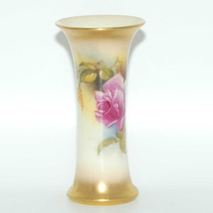 Royal Worcester hand painted roses small trumpet vase (Hunt)