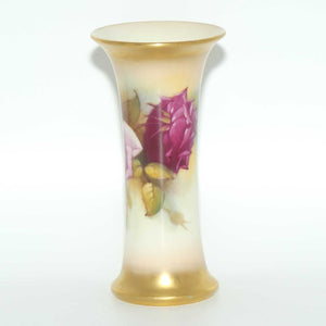 Royal Worcester hand painted roses small trumpet vase (Hunt)