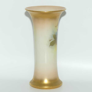 Royal Worcester hand painted roses tall trumpet vase (Hunt)