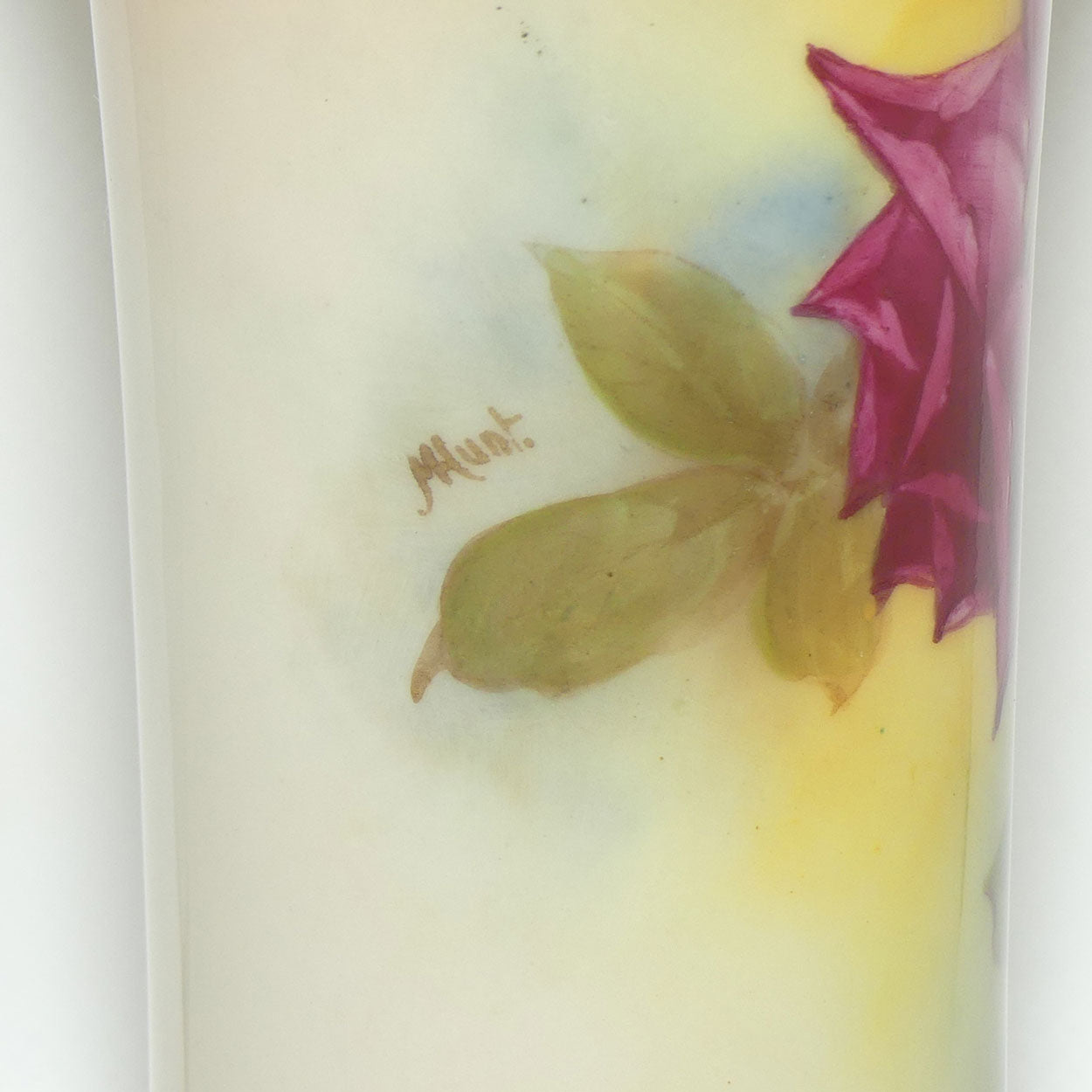 Royal Worcester hand painted roses tall trumpet vase (Hunt)