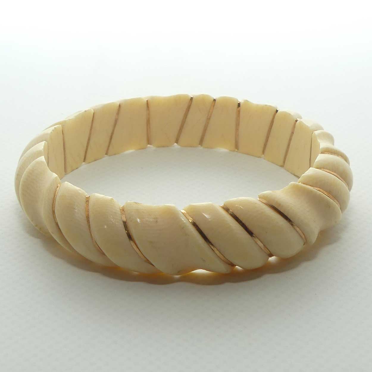 Very Heavy Antique Ivory Twist design Ladies Bangle | Oval Shape | 17mm thick
