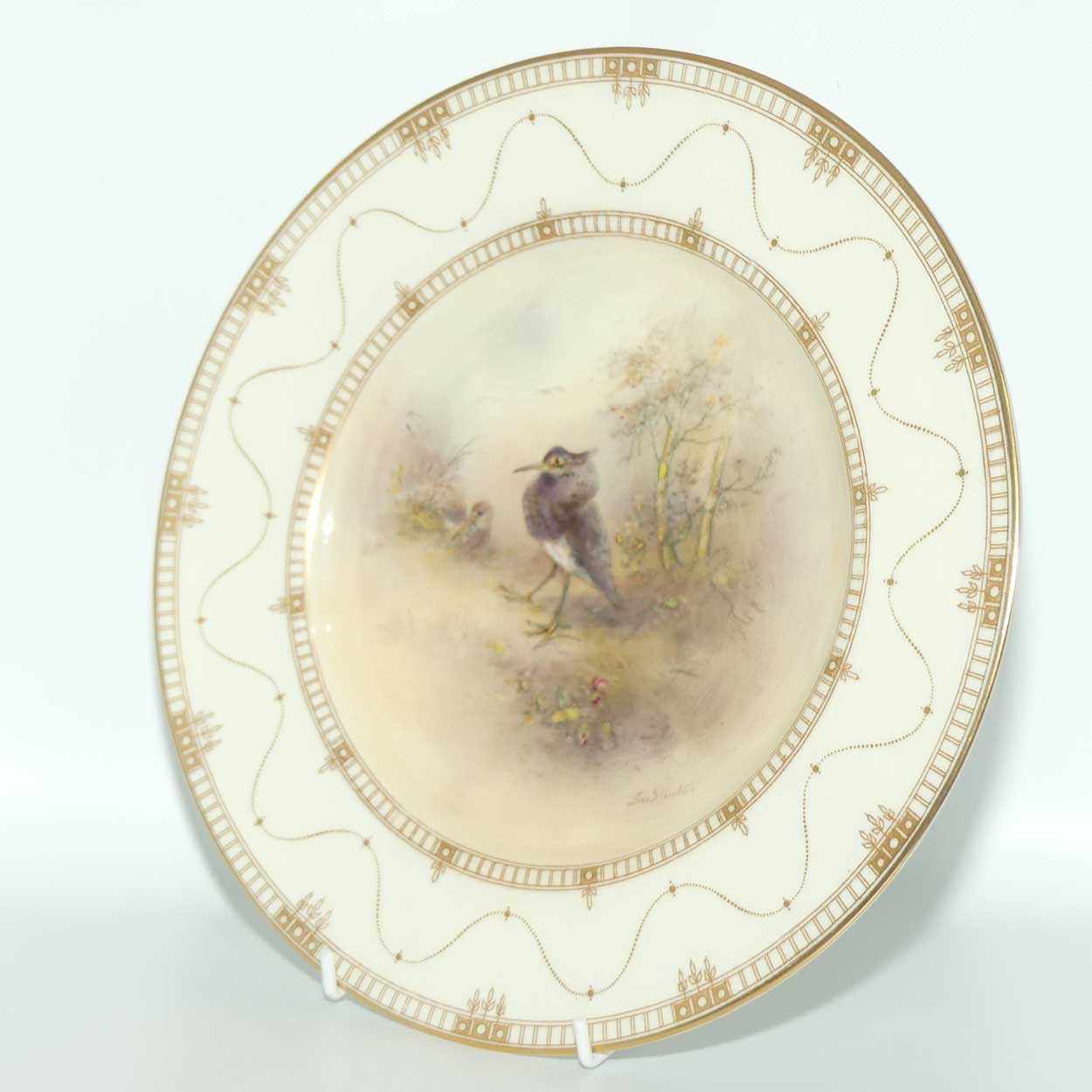 Royal Worcester hand painted Game Birds Ruff plate (JAS Stinton)