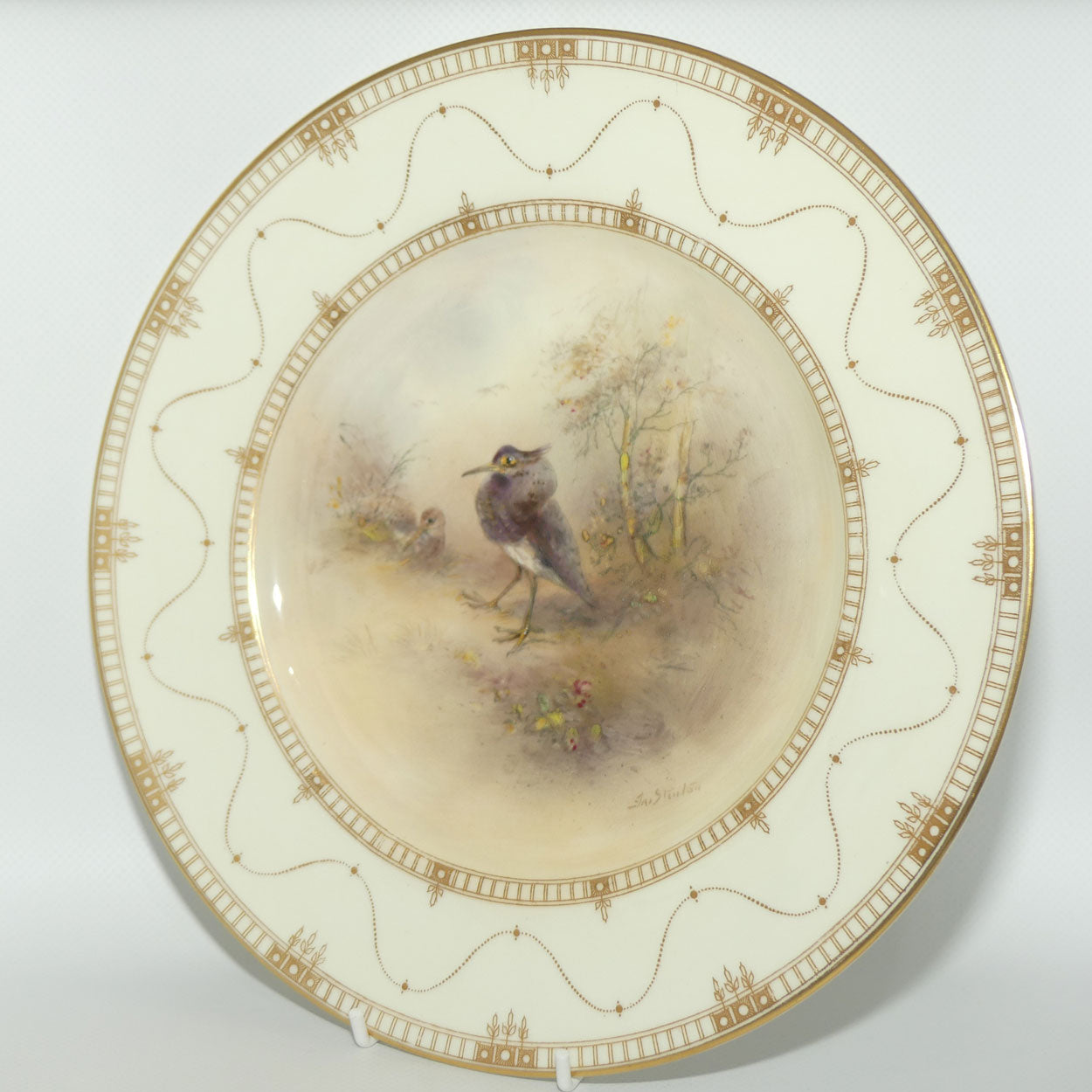 Royal Worcester hand painted Game Birds Ruff plate (JAS Stinton)