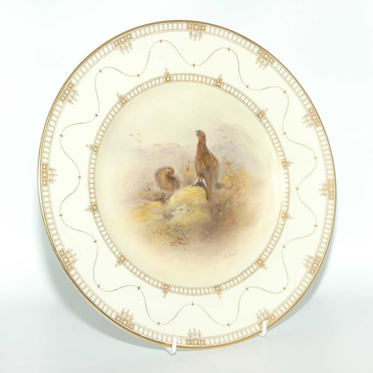Royal Worcester hand painted Game Birds Red Grouse plate (JAS Stinton)