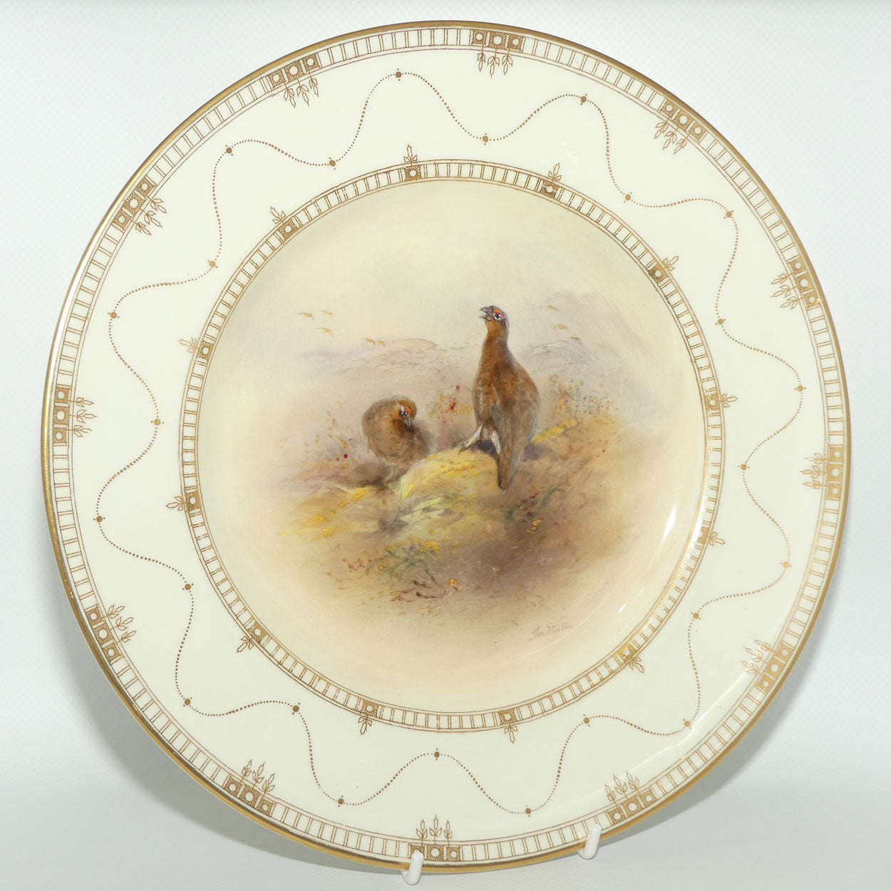 Royal Worcester hand painted Red Grouse plate (JAS Stinton)
