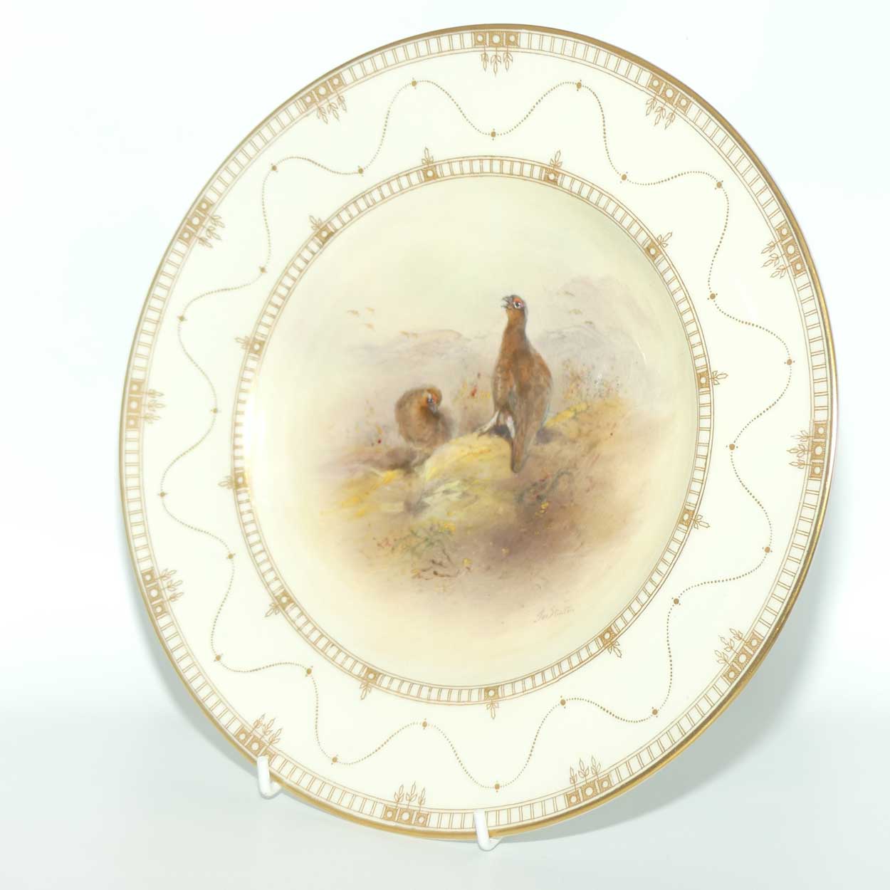 Royal Worcester hand painted Game Birds Red Grouse plate (JAS Stinton)