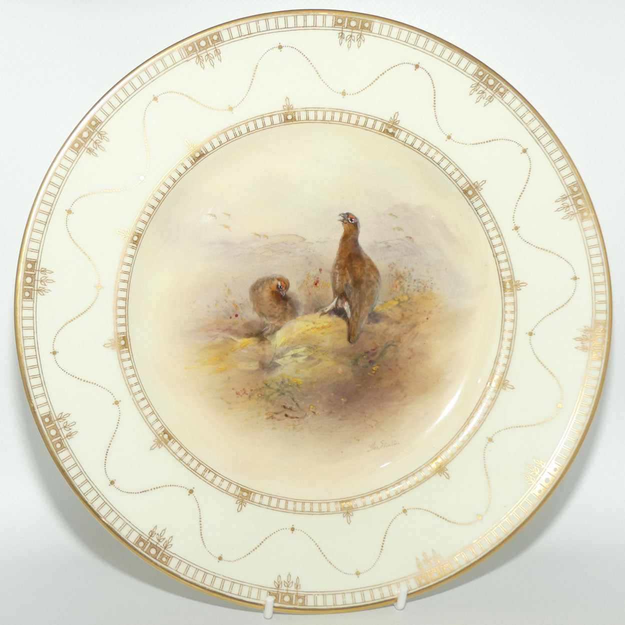 Royal Worcester hand painted Game Birds Red Grouse plate (JAS Stinton)