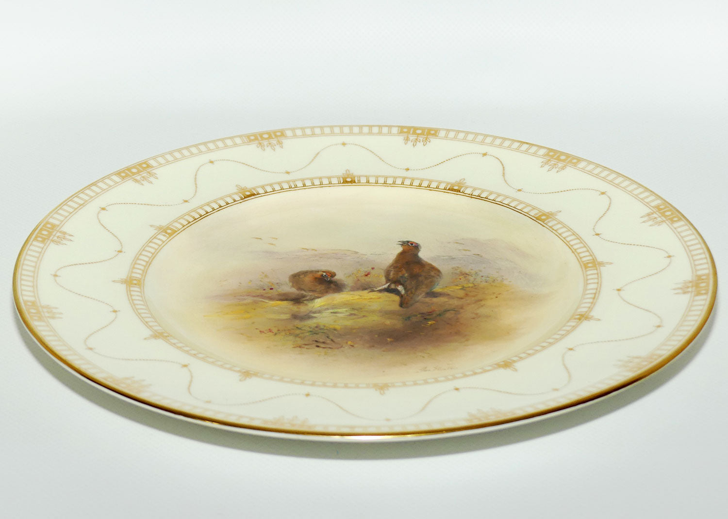 Royal Worcester hand painted Game Birds Red Grouse plate (JAS Stinton)
