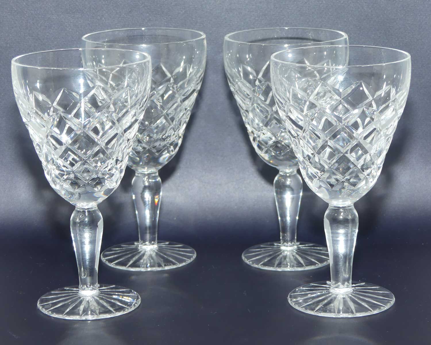 Set of 4 Diamond Cut Crystal wine glasses | JB | 175mls