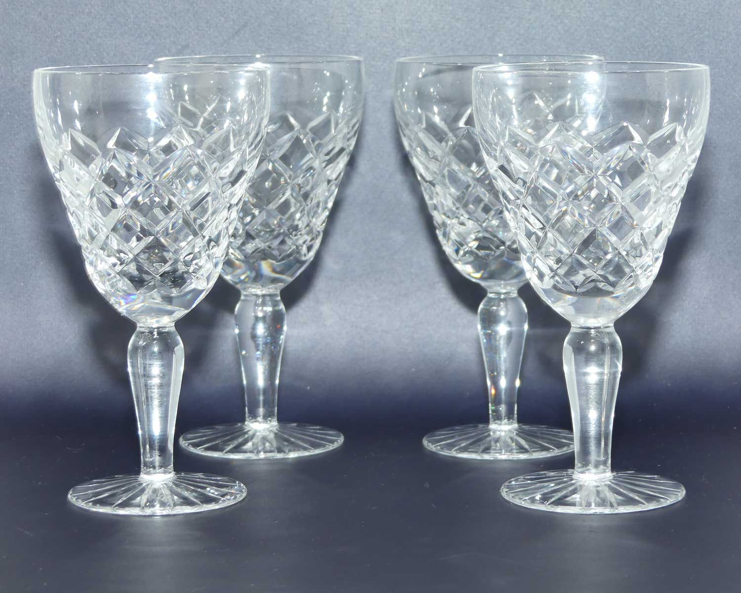 Set of 4 Diamond Cut Crystal wine glasses | JB | 175mls