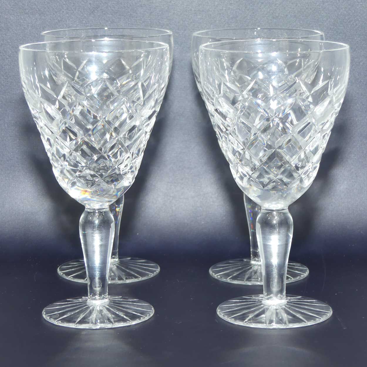 Set of 4 Diamond Cut Crystal wine glasses | JB | 175mls