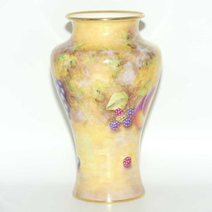 Royal Worcester hand painted Fruit Waisted shape tall vase | Shape 2195 | signed Leaman