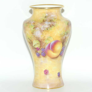 Royal Worcester hand painted Fruit Waisted shape tall vase | Shape 2195 | signed Leaman