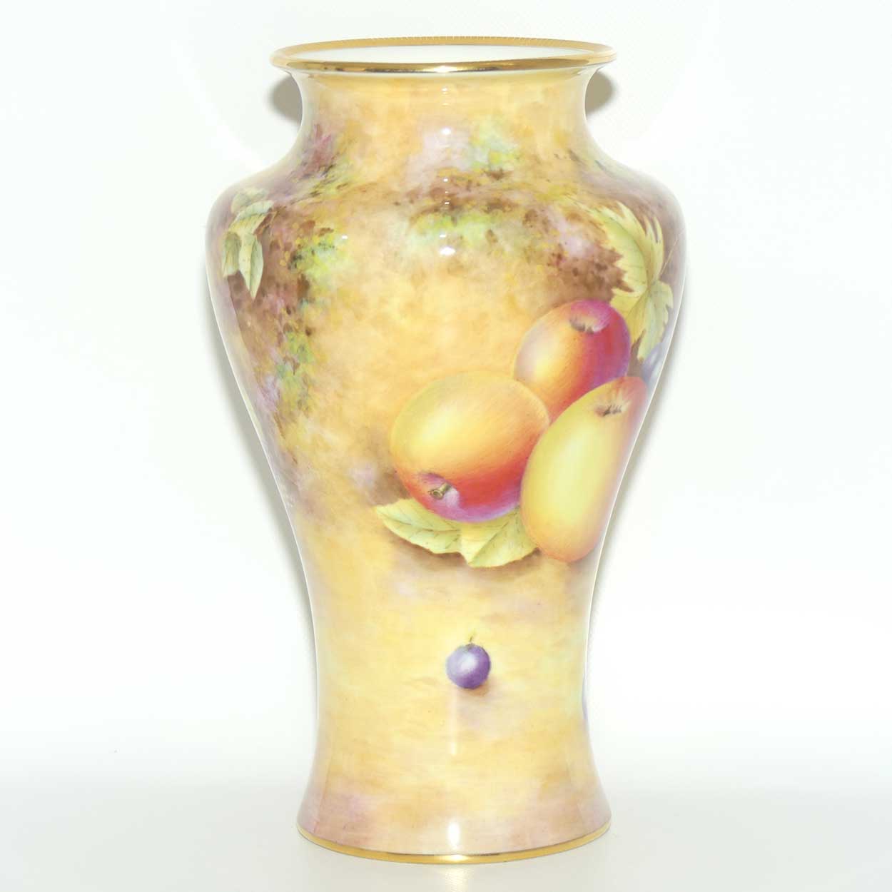 Royal Worcester hand painted Fruit Waisted shape tall vase | Shape 2195 | signed Leaman