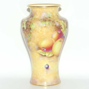 Royal Worcester hand painted Fruit Waisted shape tall vase | Shape 2195 | signed Leaman