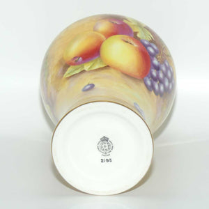 Royal Worcester hand painted Fruit Waisted shape tall vase | Shape 2195 | signed Leaman