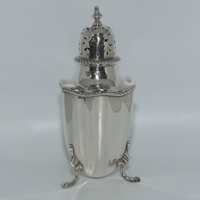 Mappin and Webb Sterling Silver gadrooned tri foot muffineer | London 1924