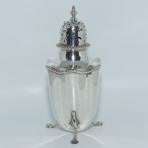 Mappin and Webb Sterling Silver gadrooned tri foot muffineer | London 1924