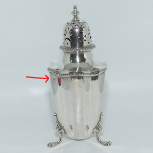 Mappin and Webb Sterling Silver gadrooned tri foot muffineer | London 1924