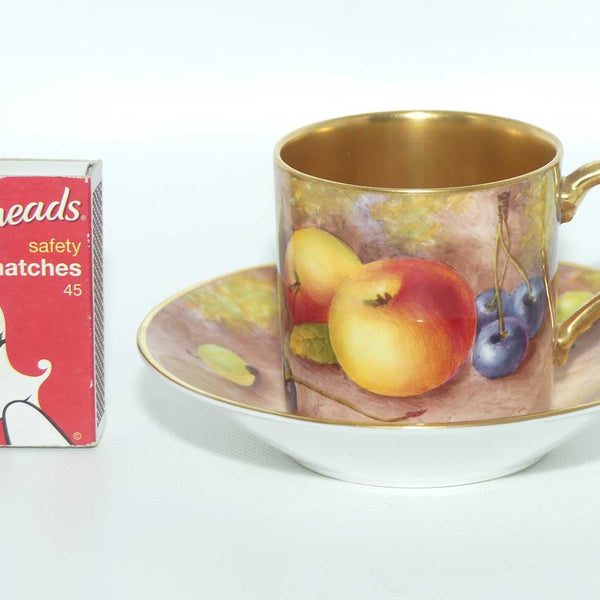 Royal Worcester hand painted Fruit coffee can duo | Maybury