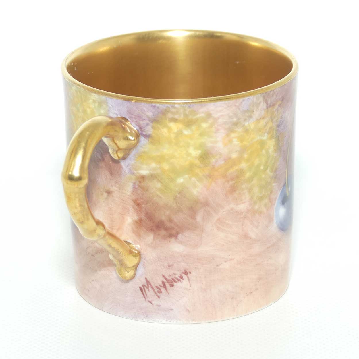 Royal Worcester hand painted Fruit coffee can duo | Maybury