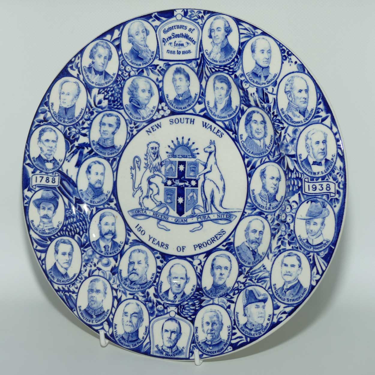 Wood and Sons | One Hundred and Fiftieth Anniversary of New South Wales plate  | Governor's of NSW 1788 - 1938