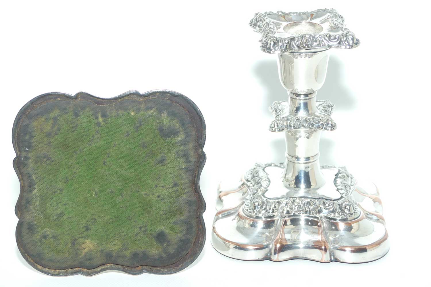 Charming pair of Old Sheffield plate table candleholders