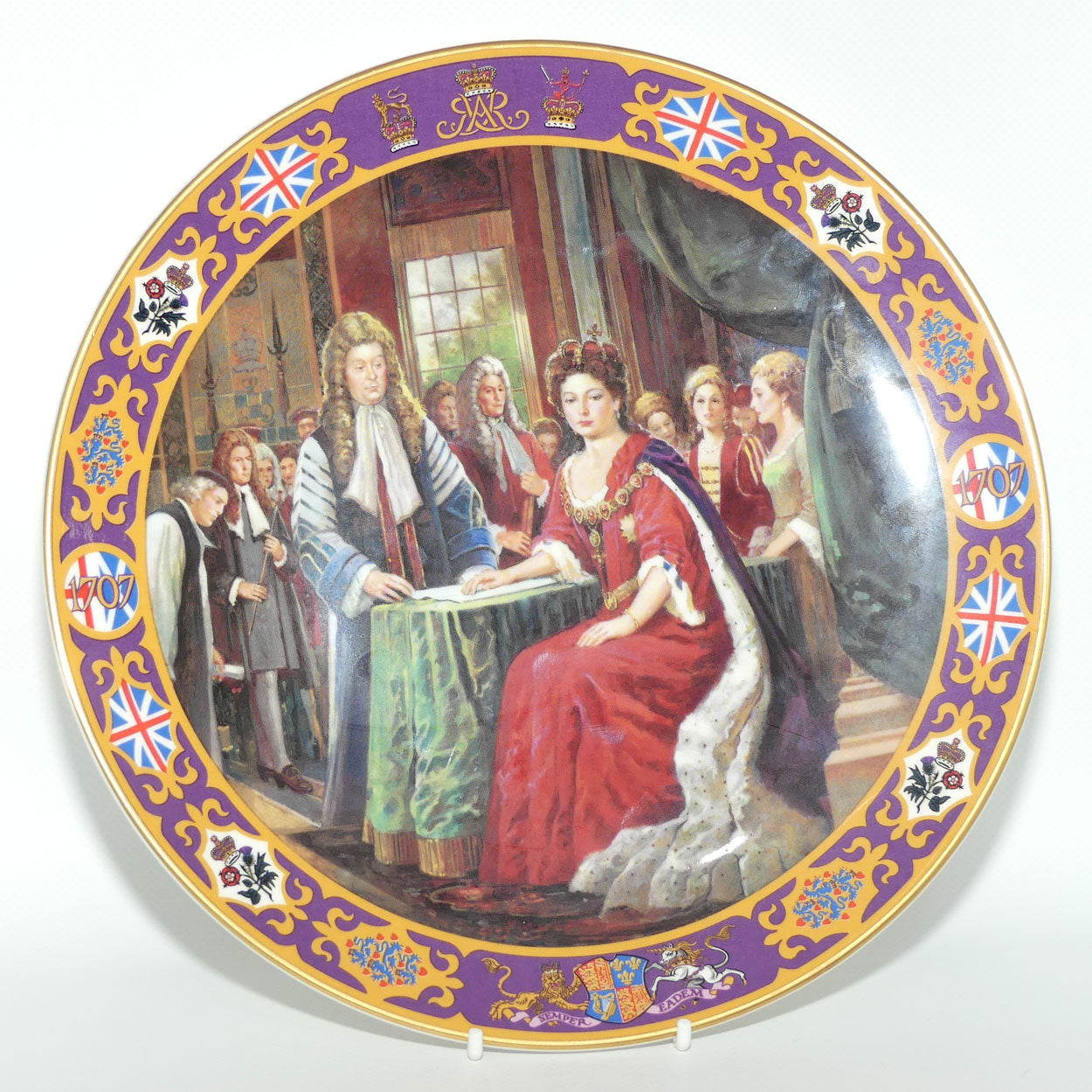 Royal Doulton Kings and Queens of the Realm PN162 plate | Queen Anne signing the Act of Union | LE583