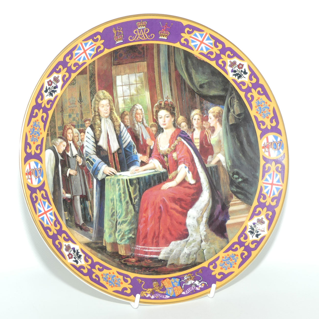 Royal Doulton Kings and Queens of the Realm PN162 plate | Queen Anne signing the Act of Union | LE584