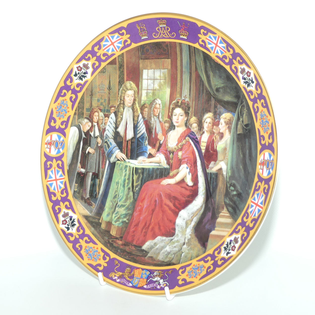 Royal Doulton Kings and Queens of the Realm PN162 plate | Queen Anne signing the Act of Union | LE584